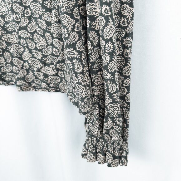 Boden Button Front Cotton Long Sleeve Paisley Top Womens 20/22 (XL) Green Boho - Picture 12 of 15